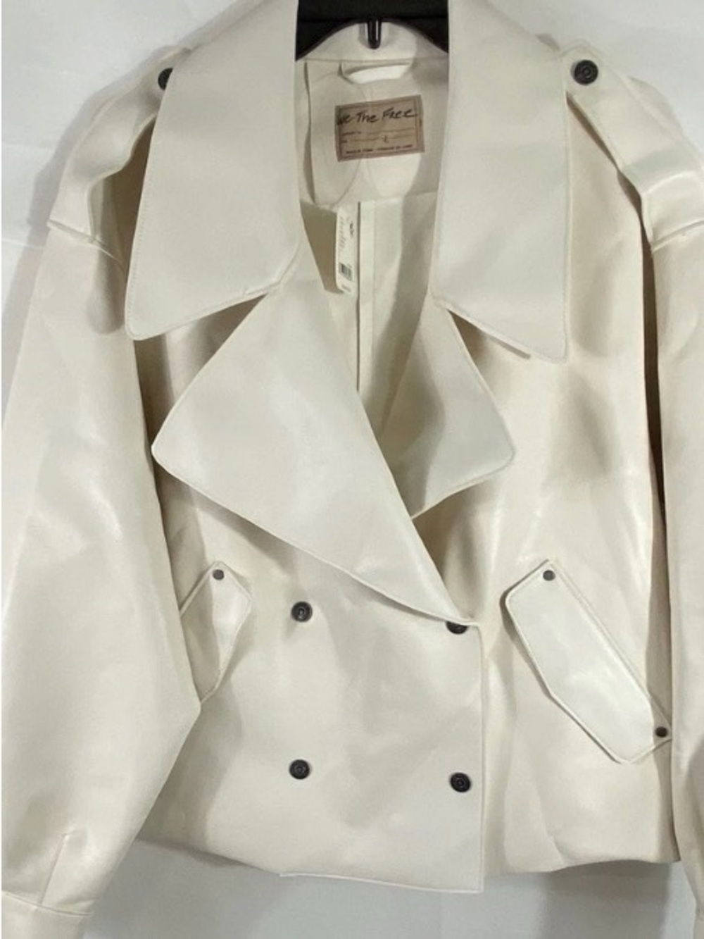 We The Free Cream Double-Breasted Trench Jacket